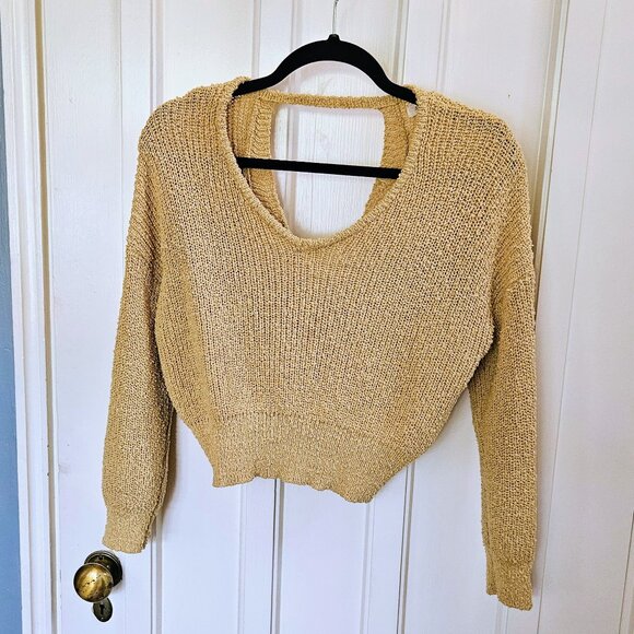 Debut Crop Top Brat Green Sweater Criss Cross Back - Size XS - Picture 1 of 3